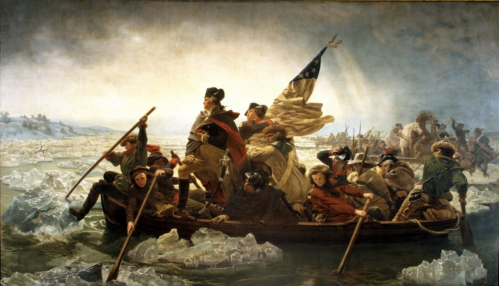 Washington Crossing the Delaware Rive painting by Emanuel Leutze