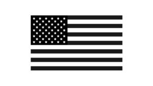 American Flag in black and white stencil