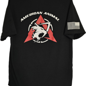 Black American Animal T-shirt Back with full American Animal Sabretooth logo